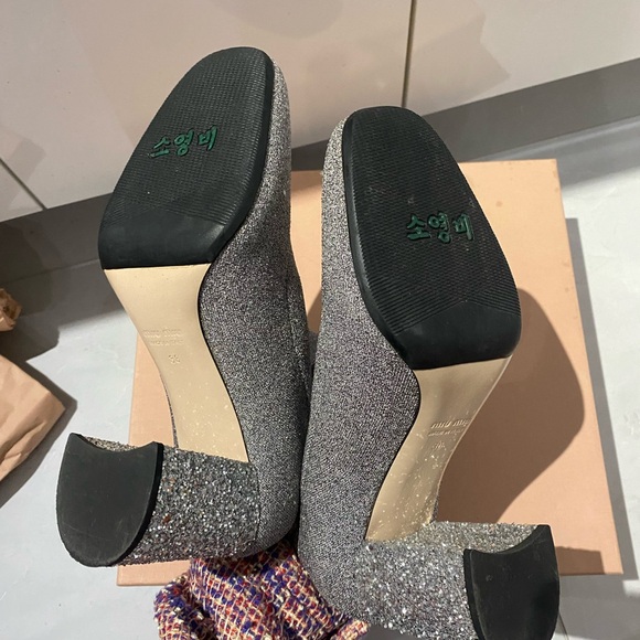 Miu Miu Silver Glitter Ankle Boots - Picture 6 of 6